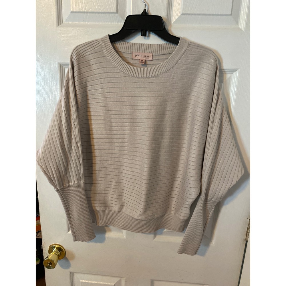 Philosophy Republic Clothing Beige Ribbed Batwing Dolman Sleeve Sweater Medium